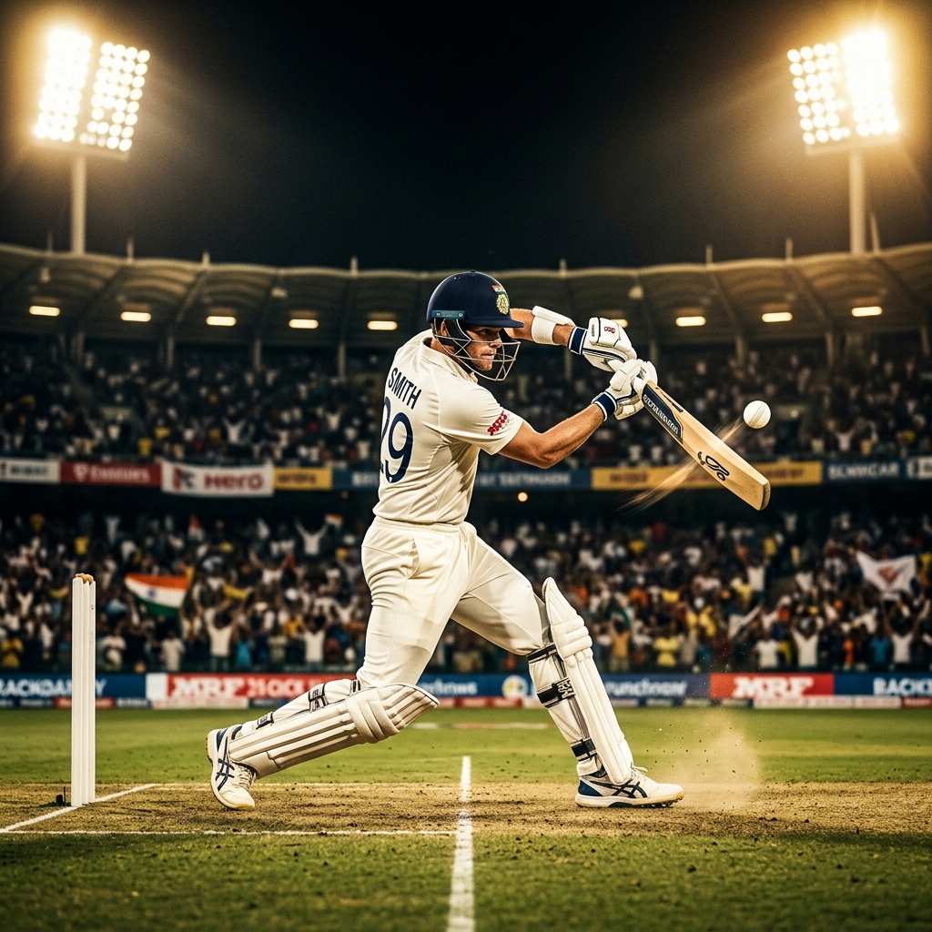 Batsman hitting ball